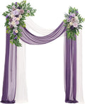 Wedding Arch, Artificial Flowers, Wedding Decor with Drapes (Set of 4)，Be Suited to Banquet, Party, Wedding Decor Ceremony and Background Decoration (Purple)