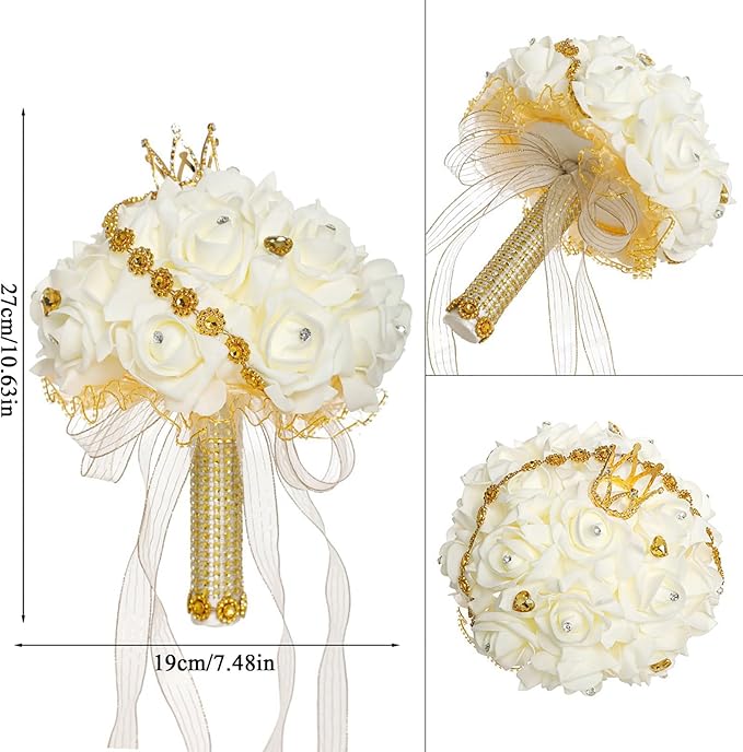 Ochine Bride & Bridesmaid Bouquets - Silk Hand Holding Flower Bouquet for Wedding & Valentine's Day Decor