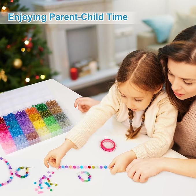 XSEINO About 1200PCS 6mm Glass Beads Bracelet Making Kit,24 Colorful Nature Series Colorful Crystal Beads for Bracelet and Jewelry Making and DIY Crafts,Friendship Bracelets