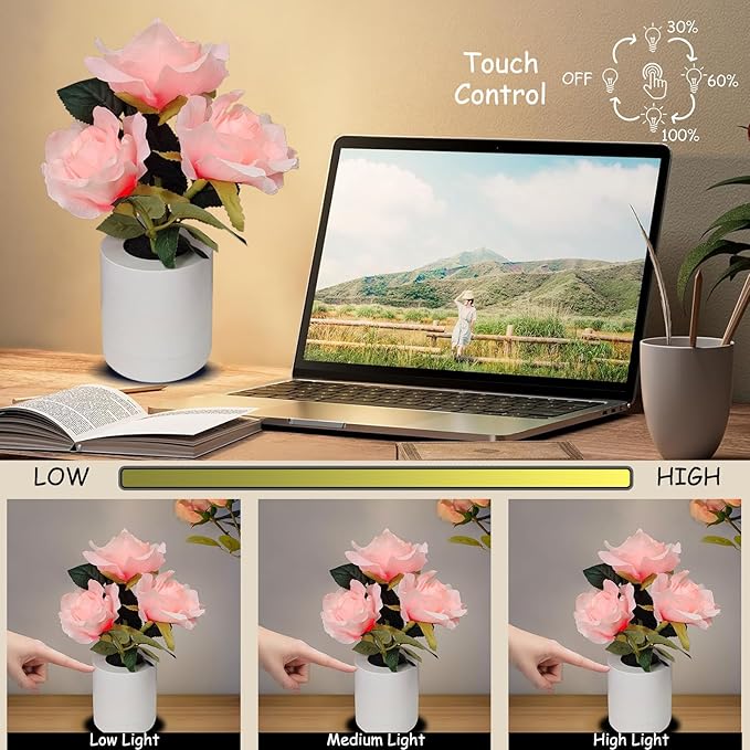 Led Flower Lamp Gift for Women,Sunflowers Flower Lamp Table Lamp Night Light for Bedroom Decor,Mothers Day Birthday Gifts for Her Mom Wife Friends Girlfriend Teacher Grandma (Pink)