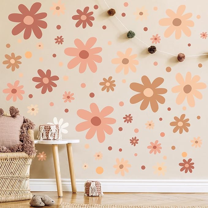Glow in The Dark Big Daisy Wall Decals，Glowing Luminous Large Cute Daisy Wall Stickers Colorful Removable self-Adhesive Flower Boho Decals for Girls Bedroom Kids Baby Nursery Living Room Decor