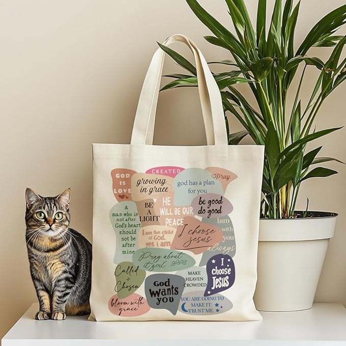 ANATTASOUL Canvas Tote Bag Encourage Quote Reusable Cotton Bag for Women, Durable Cloth Shoulder Bags with Zipper Pockets for Shopping, Vacation, Work, Gym