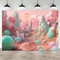 8x4ft Candyland Backdrop Pink and Teal Lollipop Photography Background Fairytale Kingdom Candy Sweet Girl Princess Birthday Banner Decoration Newborn Baby Shower Portrait Photo Booth Prop
