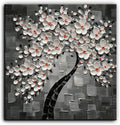 YaSheng Art- 3D White Flowers Oil Paintings on Canvas Thick Texture Black and White Canvas Wall Art HandPainted Abstract Artwork Home Decorations Modern bedroom Dining Room Wall Art Ready to Hang 24x24inch