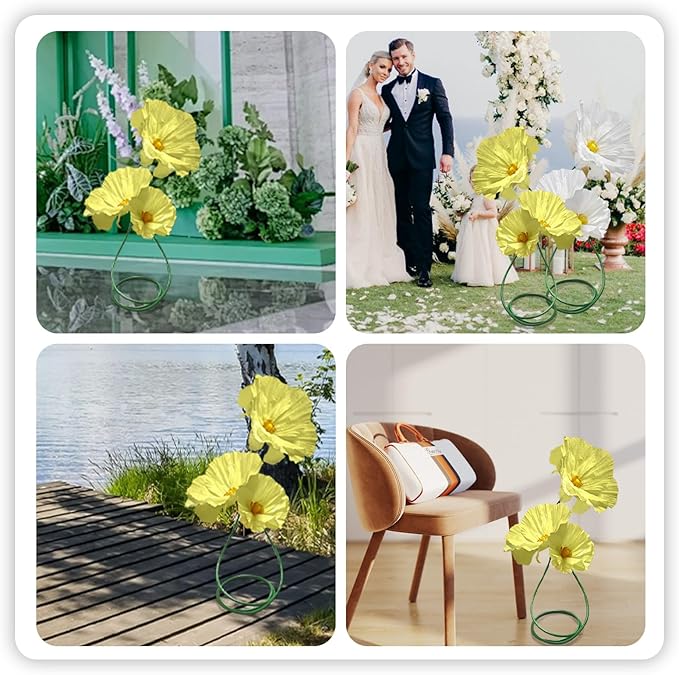 Large Handcrafted Paper Flowers Decoration - Artificial Flower Birthday Party Decorations, Wedding Decoration for Reception for Nursery Wall/Baby Shower Archway Decor 3 Pack (Yellow)