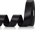 Black Ribbon 1 Inch 60 Yards, Versatile Black Satin Ribbon for Flower Bouquet, Graduation Lei, Crafts, Gift Wrapping, Baby Shower, Halloween and Wedding Decorations