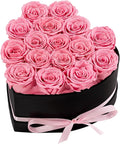 16 Forver Preserved Flowers in a Heart Box, Flowers for Her,Eternal Roses Flowers for Delivery Prime, Flowers Birthday Gifts for Women Mom Grandma Wife - Pink