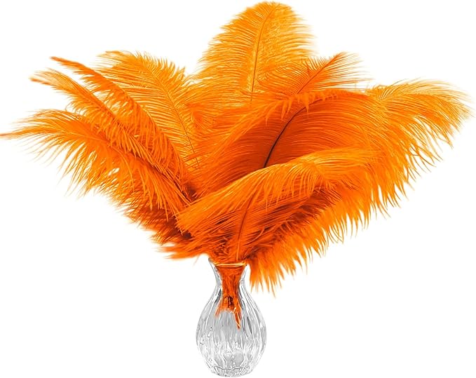 Piokio 20 pcs Orange Ostrich Feather Plumes 12-14 inch(30-35 cm) Bulk for Wedding Party Centerpieces and DIY Clothes Decoration, Gatsby Decorations