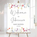 Editable Wildflower Baby Shower Welcome Sign, Personalized Boho Floral Baby Shower Sign, Spring Flowers Theme, Elegant Flower Decorations, Custom Name Signage for Boy or Girl #18