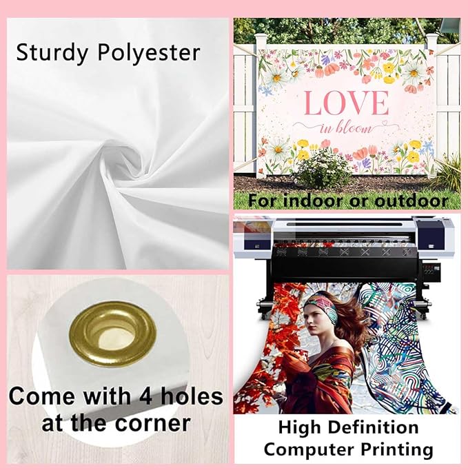 Sensfun Love in Bloom Bridal Shower Decorations Wildflower Wedding Shower Backdrop Pink Love in Bloom Engagement Party Background Spring Floral Wedding Bachelorette Party Decorations Supplies 8x6ft