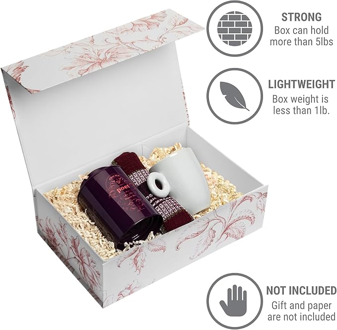 Luxury Keepsake Gift Box 3-Pack | Pink Floral Decorative Boxes with Magnetic Lids for Presents, Wedding Memory Box, and Bridal Gifts. 11.5" x 7.5" x 3.5"
