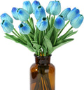 SITUMEIZI 15pcs Blue Tulips Fake Artificial Flowers Real Touch 14" Silk Flower for Home Decor Easter Spring Wedding Bouquet Decorations Mother's Gift Day Floral Arrangements(Blue#)