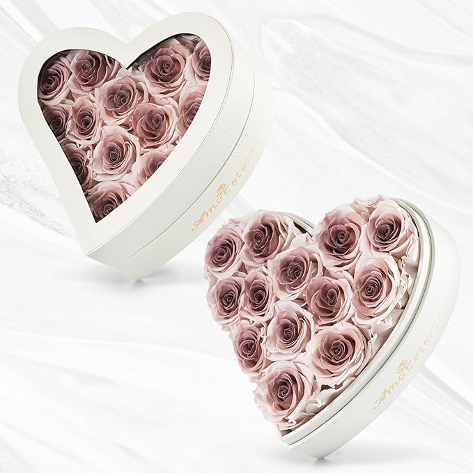 Flower, Forever Roses in A Box, Fresh Flowers, Birthday Gifts for Her, Women, Mom, Girlfriend, Wife, Grandma,Dusty Forever Roses