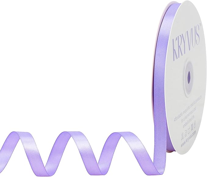 Lilac Satin Ribbon, Double Faced 3/8 Inch X 50 Yards, Premium Polyester Satin Ribbon for Gift Wrapping, Crafts, Wedding Party Decor