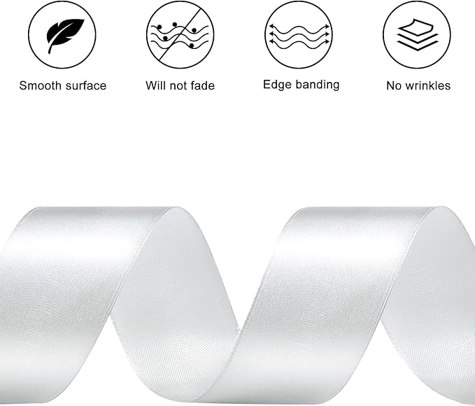1-1/2 Inches 50 Yards Silver Satin Ribbon, Solid Fabric Ribbon Roll for Flower Bouquets, Gift Wrapping, Wedding, Handmade Crafts