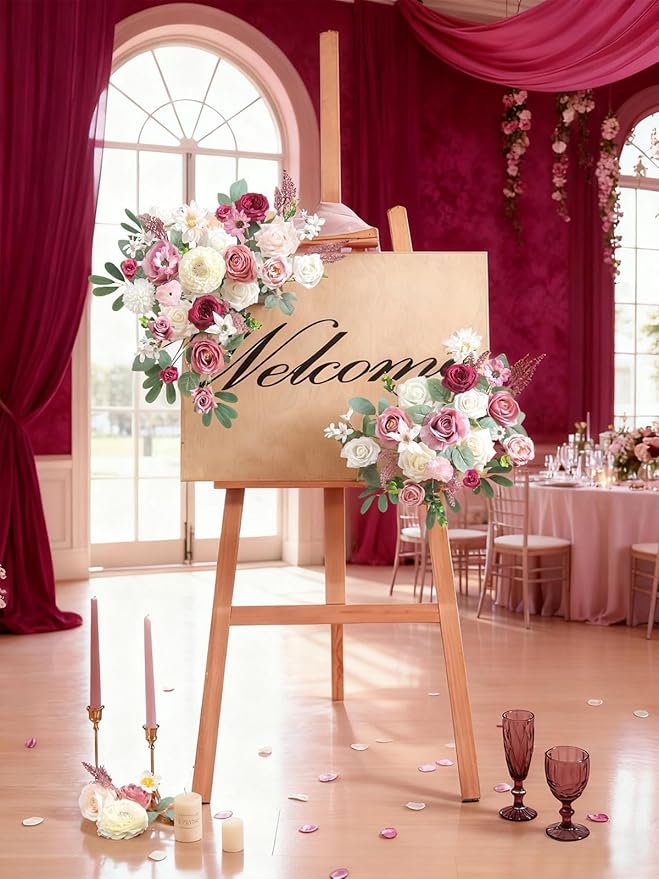 Artificial Flowers Combo Box Set White Pink Fake Roses Silk Flowers with Stems for DIY Wedding Bridal Bouquets,Floral Arrangement,Table Centerpieces,Baby Shower,Home Decorations