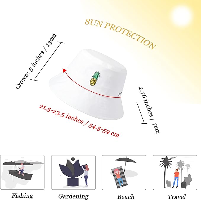 ZLYC Unisex Fashion Embroidered Bucket Hat Summer Fisherman Cap for Men Women