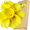 FiveSeasonStuff Real Touch Calla Lily Artificial Flowers Wedding Bridal Bouquet | Floral Arrangements | 15 Calla Lilies (Lemon Yellow)