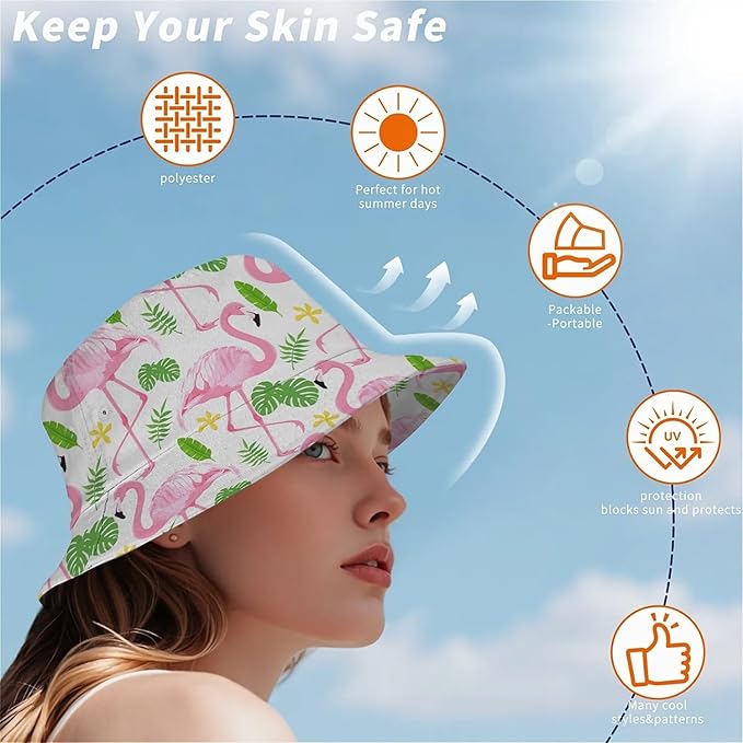 Wildflowers Floral Bucket Hat for Men Women, Summer Vacation Outdoor Travel Reversible Double Side Beach Caps Fisherman Hat