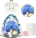 Christmas Preserved Angel Gifts for Women Birthday Preserved Rose Forever Flower in Glass Angel Figurines Fresh Flowers for Delivery Prime for Mom Real Roses for Grandma Sister Wife Her from Daughter
