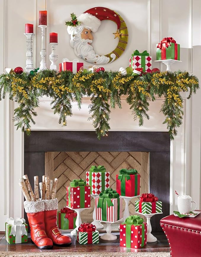 Hollyone 20 Pcs Glitter Artificial Eucalyptus Branches 13" Christmas Pine Stems Picks Gold Fake Picks Stems for DIY Christmas Tree Garland Wreath Crafts Home Decoration