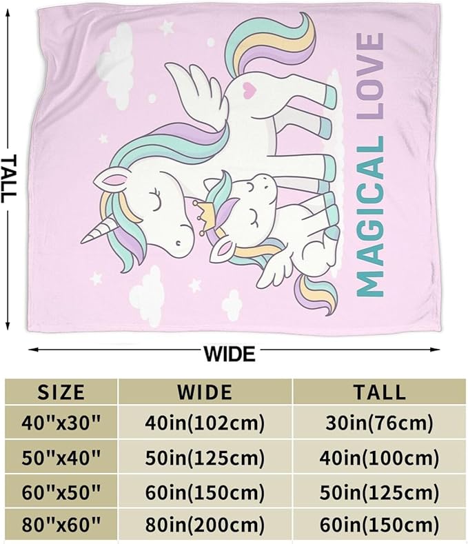 Unicorn Blanket Cute Unicorn Throw Blanket Magical Love Soft Cozy Fleece Fuzzy Stuffed Plush Flannel Animal Gifts for Girls Women Boys Kids Adults 60"X80"