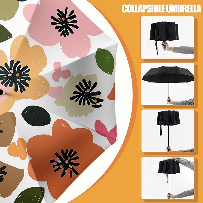 Small Compact Travel Automatic Folding Umbrella for Women, Portable Lightweight, Rain, Wind, UV Sun Shade