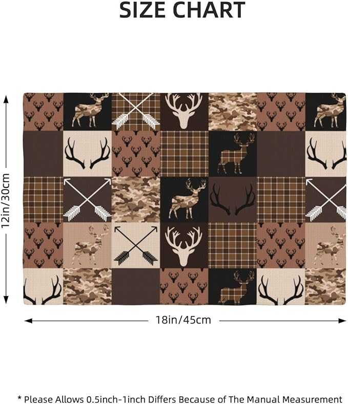 Vintage Camouflage Bear Moose Place Mats Set of 4 Pine Tree Wild Animal Kitchen Dining Table Mat for Indoor Outdoor Decorations 12 X 18 Inch 4 PCS, Style-21