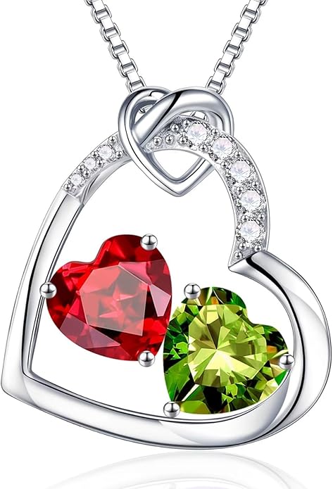 Iefil Christmas Gifts for Women Wife - 925 Sterling Silver Birthstone Necklace, Anniversary Birthday Gifts for Women, Birthstone Jewelry Gift for Wife Girlfriend Mom