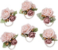 Meldel Dusty Pink Wrist Corsage,Set of 6, Homecoming Wrist Flower Girl/Mother Corsages Wristlet Perfect for Bride Bridesmaids Wedding Guests Hand Flower, Proms, Party, Ceremony Anniversary