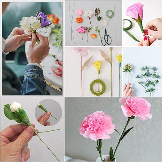 Floral Arrangement Kit - DIY Bouquet Making Tools - 24 Gauge Stem & Paddle Wire, Wire Cutter, Tapes