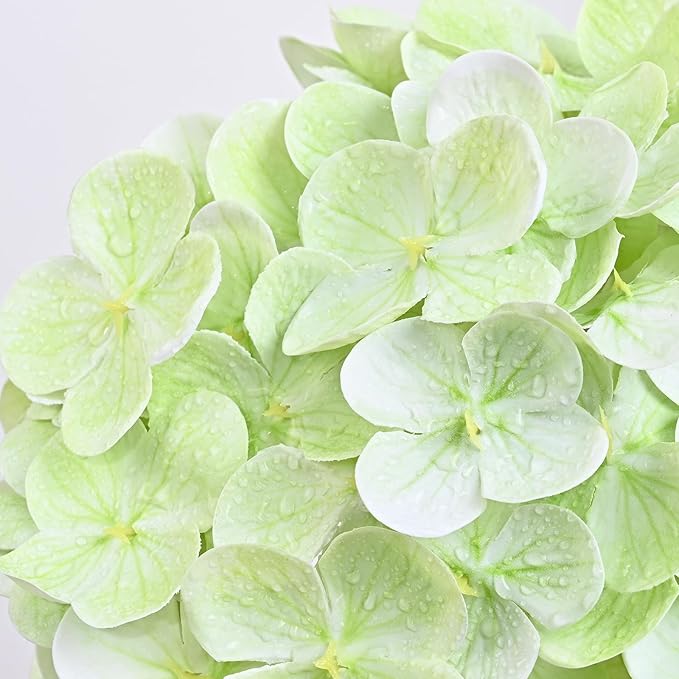 6 Pcs Light Green Hydrangea Artificial Flowers, Latex Real Touch Hydrangea Flowers, 19.6'' Full Faux Hydrangea Flowers Fake Flowers for Home Decor Party Wedding Centerpiece Bouquet Floral Arrangements