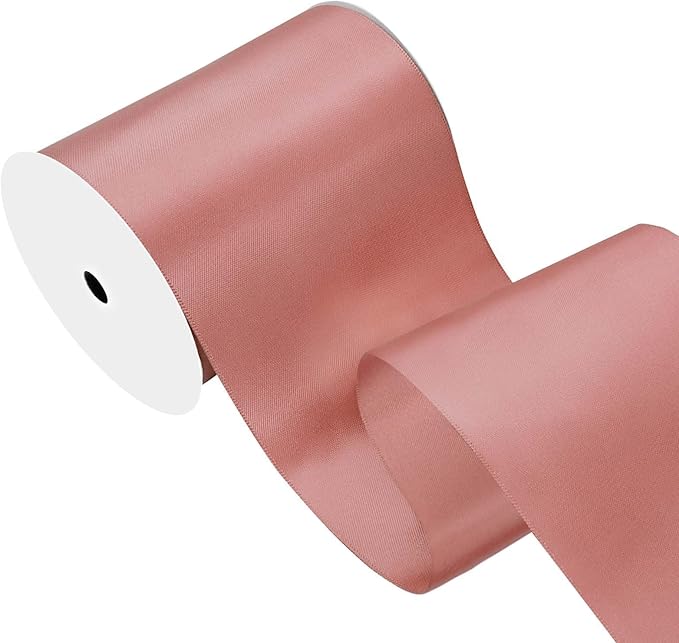 Dusty Pink Satin Ribbon 4 inch X 15 Yards Polyester Ribbon for Gift Wrapping Very Suitable for Weddings Party Hair Bow Invitation Decorations and More