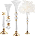 VIJIV Tall Crystal Acrylic Flower Vases for Centerpieces, 26.2" Large Clear Decorative Trumpet Vases, Wedding Flower Stand with Ribbed, Table/Floor Vase for Bridal Showers & Dining Room, Home Décor
