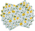 Lemon Linen Placemats Set of 4 Summer Fruit Print Heat Resistant Table Mats for Home Party Indoor Holiday Kitchen Dining Room Decor 12 x 18 Inch
