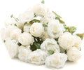 Rose Artificial Flower 28pcs Realistic Faux Silk Roses Fake Flowers Bouquets Arrangements Decor for Wedding Spring Mother's Day, Home Table Decorations, White Flower