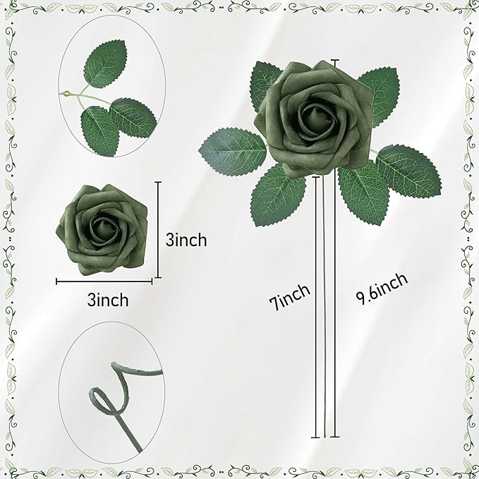 Artificial Flowers, Personalized Custom 100pcs Artificial Rose Colors for Centerpieces Arrangements, Foam Flowers with Stem for Bridal Shower Party Home Decorations