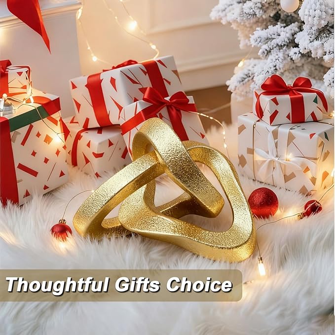 MOYI Gold Knot Statue for Christmas Decor Gold Tabletop Home Decor, Modern Geometric Sculptures Accent Decor for Living Room Bedroom Office Coffee Table Bookshelf Mantle Decorations Gifts