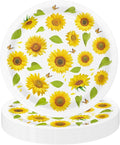 50PCS Sunflower Party Paper Plates 7 Inch, Disposable Floral Birthday Cake Dessert Plates for Picnic Birthday Bridal Shower Fall Party Decorations (Sunflower)