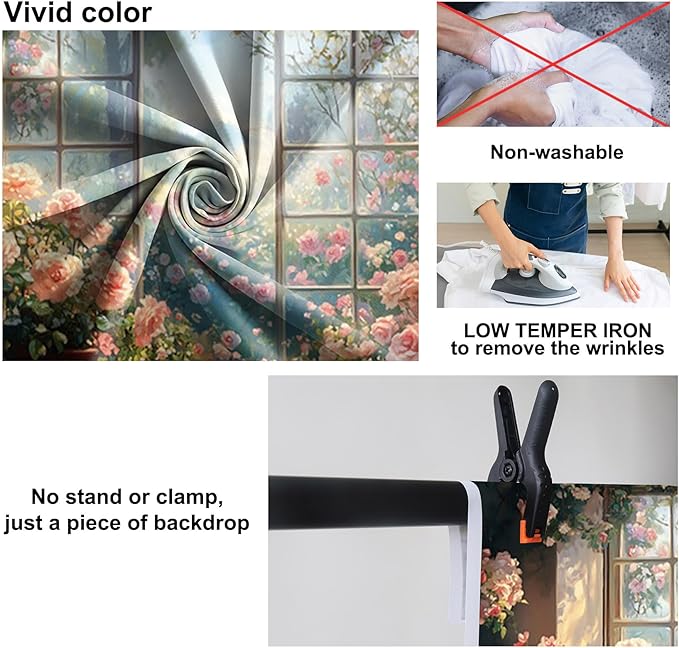 Baocicco 20x10ft Window Floral Backdrop Photography Flowers Wedding Bridal Shower Photography Background Retro Oil Painting Flower Banner for Girls Women Birthday Newborn Party Decorations Props