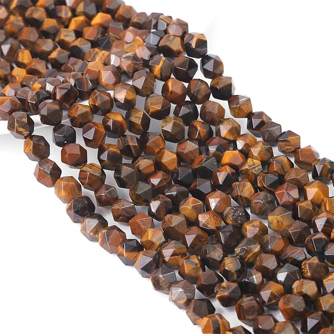 Faceted Natural Yellow Tiger Eye Stone Round Beads 10mm 36cm/Strand for Jewelry Making