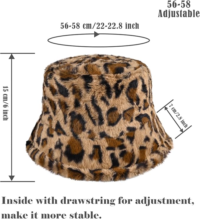Winter Soft Faux Fur Plush Bucket Hat, Lovely Fisherman Cap, Fashion Outdoor Thick Warm Sun Cap for Women