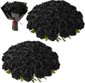 Black Roses Artificial Flowers Bulk, 52Pcs Fake Roses Flower Arrangement, DIY Silk Flowers Roses Bouquet, Realistic Faux Artificial Roses for Mother's Day Home Table Decor