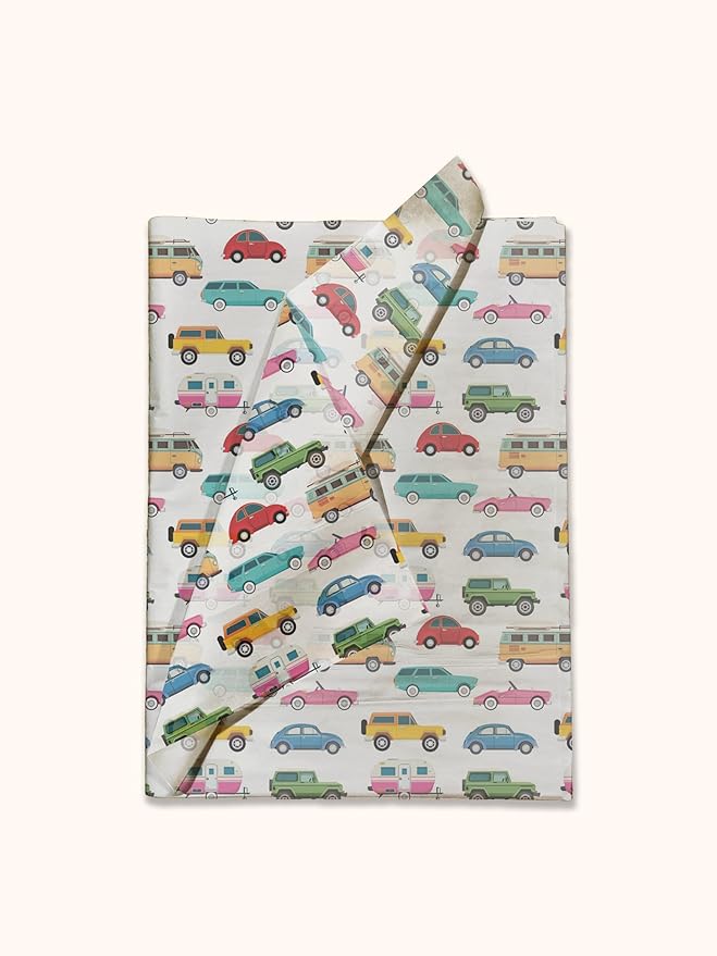 Automobiles Printed Tissue Paper for Gift Bags or Boxes and Wrapping - Cars Bulk Decorative Art Tissue Paper for Packaging and Gifting | 24 Sheets 20" x 30"