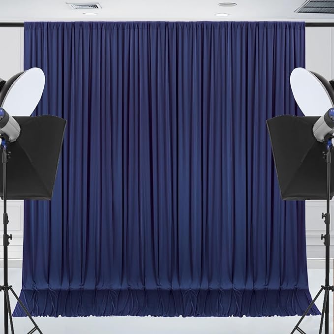 20x10ft Wrinkle Free Navy Blue Backdrop Curtain for Parties Soft Fabric Drapes Wedding Curtain Backdrop for Birthday Party Decorations Background for Photography 5x10ft, 4 Panels