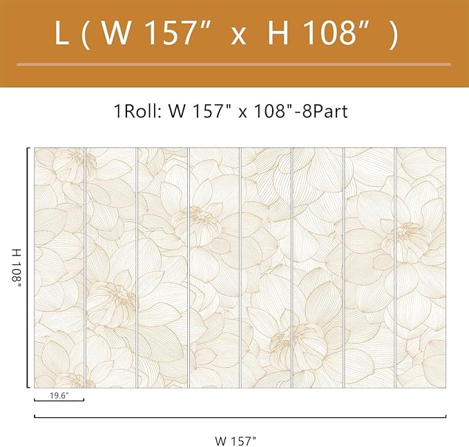 Peony Floral Beige Wallpaper Mural Peel and Stick for Living Room and Bedroom 157"x108"