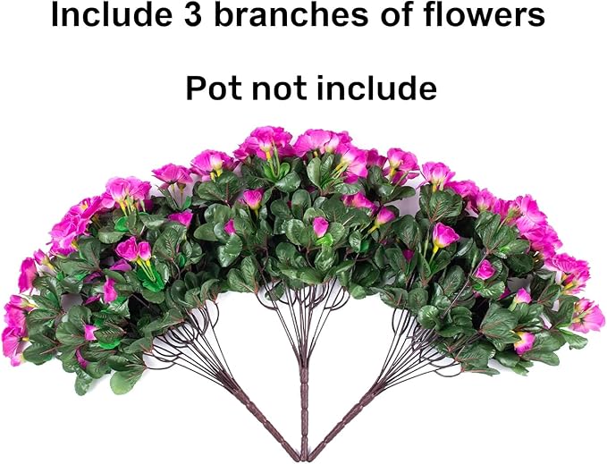 Ivydale Artificial Faux Outdoor Flowers Plants for Outside Fall Decoration, Fake Silk Fuchsia Camellia UV Resistant Realistic for Planter Porch Patio Balcony Garden Home, 3 Large Bundles
