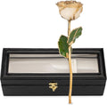 Forever Rose Hand-Dipped in 24K Gold, Diamond-Inspired April Birthstone with Sparkles, Real Rose in Leather Case with LED Light – Perfect Ready to Gift for April Birthday or Any Occasion