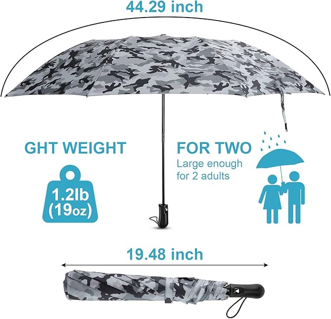 Umbrella Windproof Travel Umbrellas for Rain - Easy Auto Open Close, Durable & Compact Umbrella, Strong Metal Frame, Windproof and Waterproof Umbrella for Travel