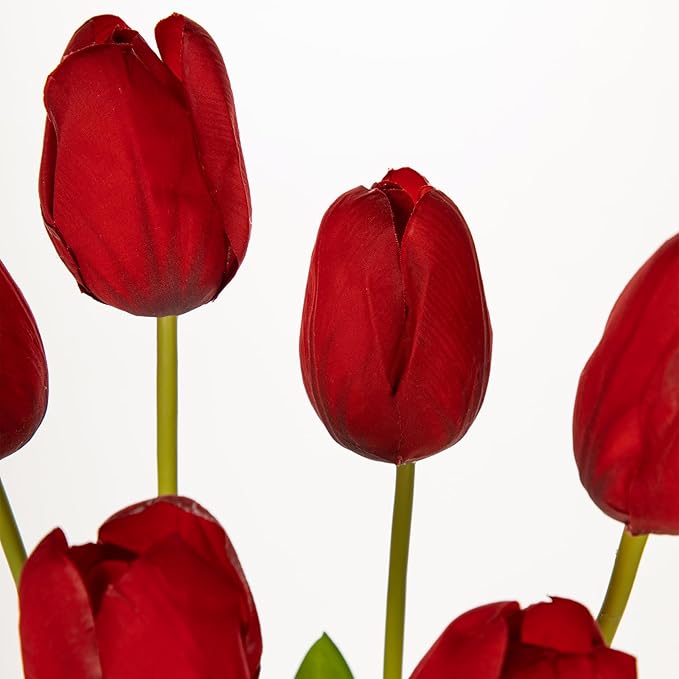 6PCS 23" Fake Tulip Flowers Artificial Red Tulips Long Stem Faux Flower, Silk Flower Décor for Floral Arrangement Home Farmhouse Wedding Decoration